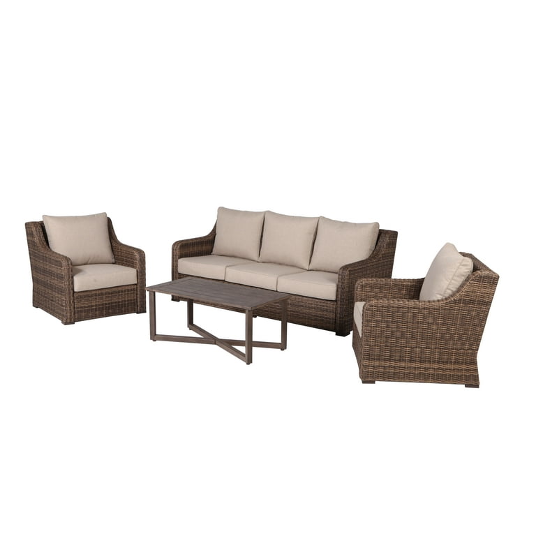 Better Homes & Gardens Hawthorne Park 4-Piece Patio Conversation Set – Outdoor Wicker Sofa & Chairs | AmazPromo