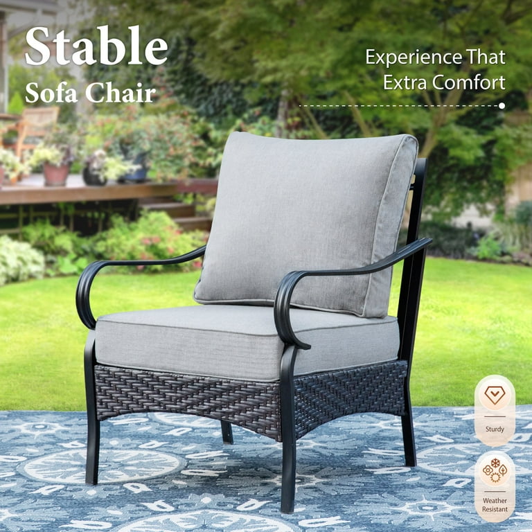 Summit Living Modern 5-Piece Outdoor Patio Set – Weatherproof PE Rattan Sofa & Chairs with Cushions | AmazPromo