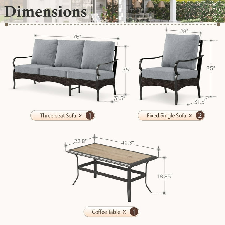 Summit Living Modern 5-Piece Outdoor Patio Set – Weatherproof PE Rattan Sofa & Chairs with Cushions extra image