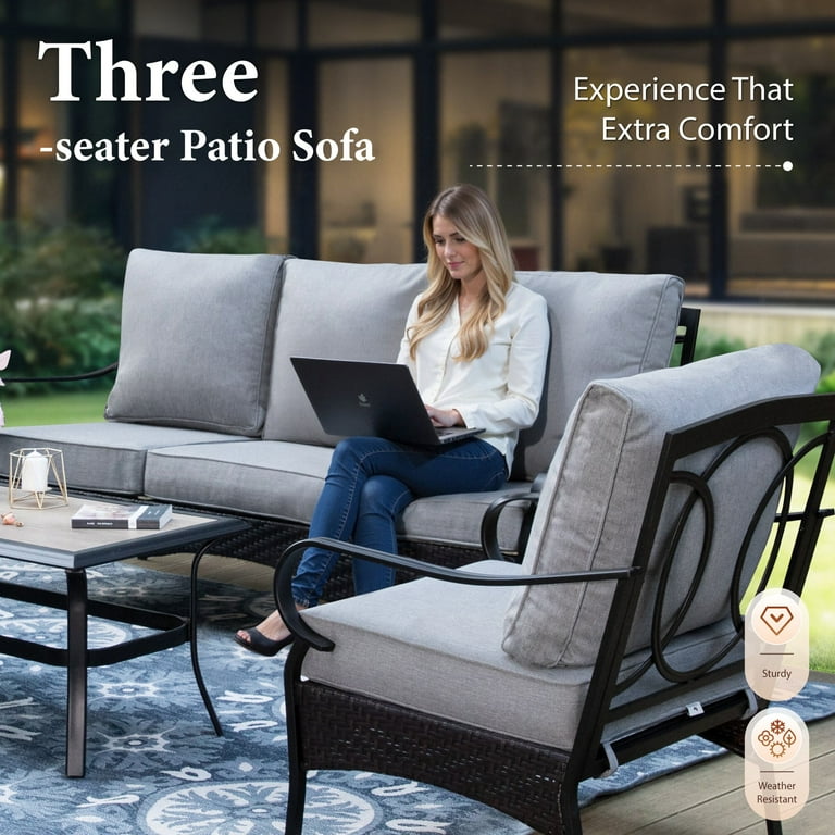 Summit Living Modern 5-Piece Outdoor Patio Set – Weatherproof PE Rattan Sofa & Chairs with Cushions extra image