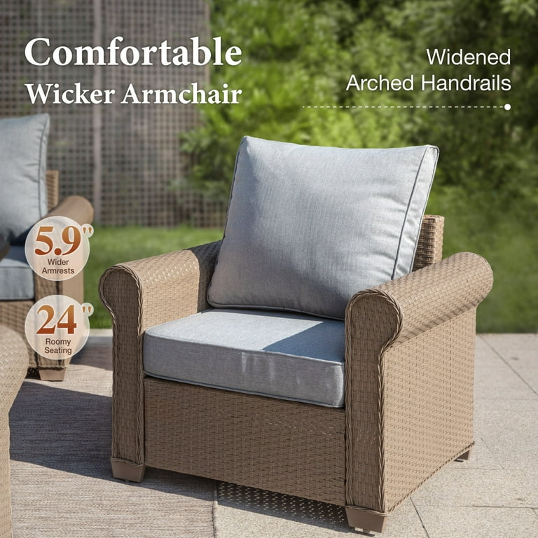 Summit Living 9-Seat Outdoor Patio Set with 56" Fire Pit Table – Luxury All-Weather Wicker | AmazPromo