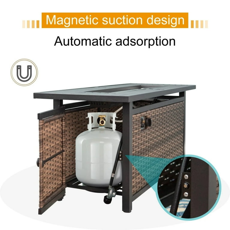 Summit Living Luxury 7-Piece Patio Conversation Set with 57" Propane Fire Pit Table, Swivel Chairs extra image