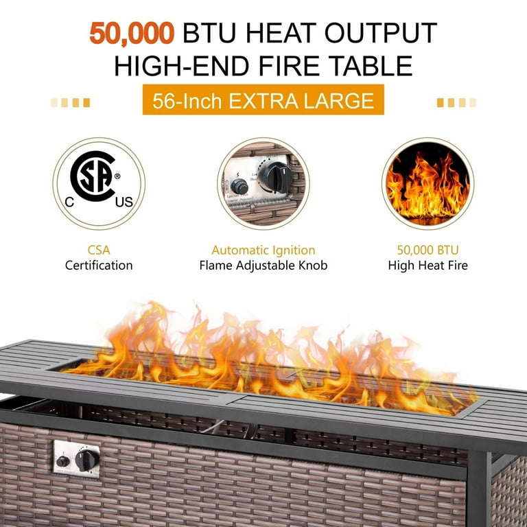 Summit Living Luxury 7-Piece Patio Conversation Set with 57" Propane Fire Pit Table, Swivel Chairs extra image