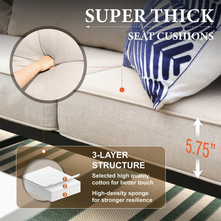 MF Studio 5-Piece Outdoor Patio Furniture Set with Fire Pit Table – Swivel Rocker Chairs & Sofa | AmazPromo