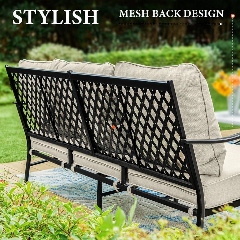 MF Studio 5-Piece Outdoor Patio Furniture Set with Fire Pit Table – Swivel Rocker Chairs & Sofa extra image