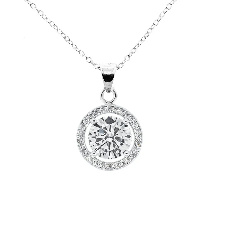 Cate & Chloe Ariel 18k White Gold Plated Halo Necklace & Earrings Set – Dazzling Simulated Diamond extra image
