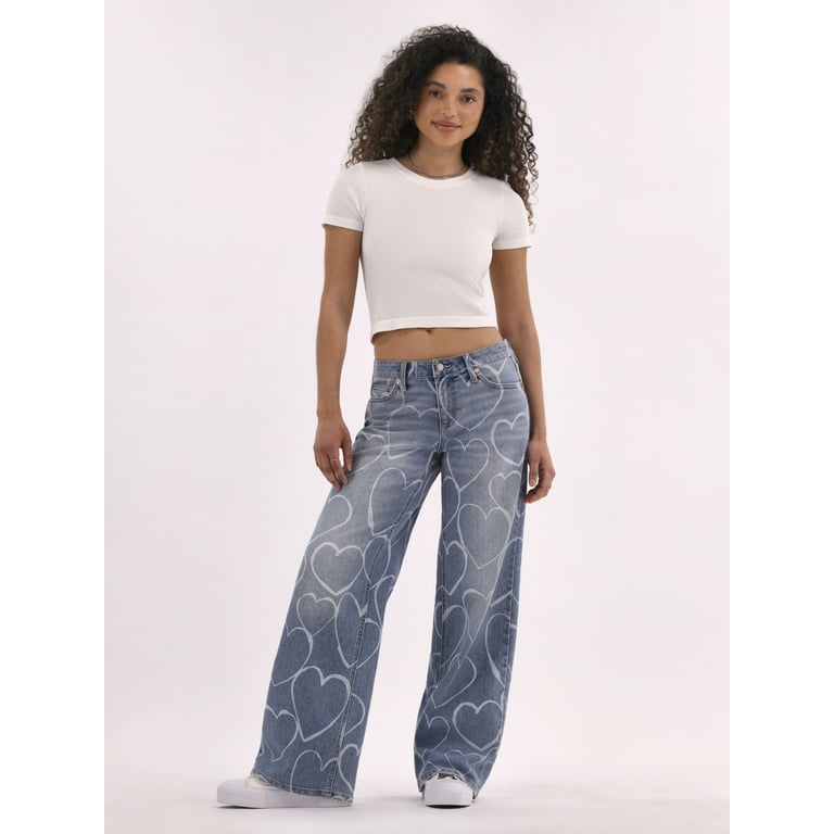 No Boundaries Women's Low Rise Wide Leg Baggy Jeans – 90s Vintage Look, 31” Inseam, Stretch Denim | AmazPromo