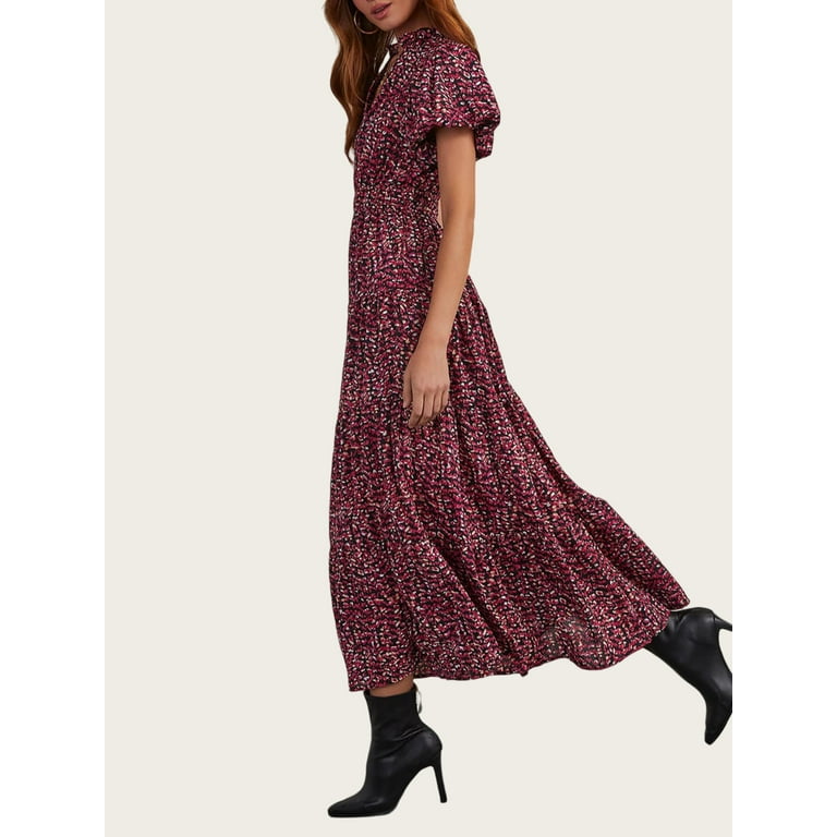 PRETTYGARDEN Women's Boho Maxi Dress with Pockets – Smocked V-Neck Flowy Floral Summer Dress extra image