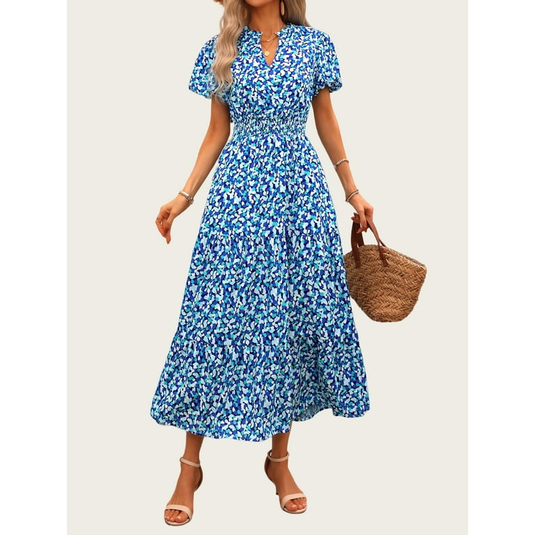 PRETTYGARDEN Boho Maxi Dress for Women Summer 2025 – Floral Puff Sleeve V Neck Flowy Beach Dress extra image