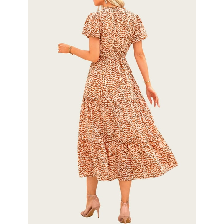 PRETTYGARDEN Women's Boho Floral Maxi Dress – Smocked V Neck Puff Sleeve Summer Beach Dress extra image