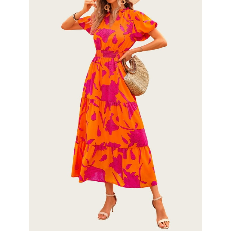 PRETTYGARDEN Women's Boho Maxi Dress with Pockets – Smocked Waist V Neck Floral Summer Dress extra image