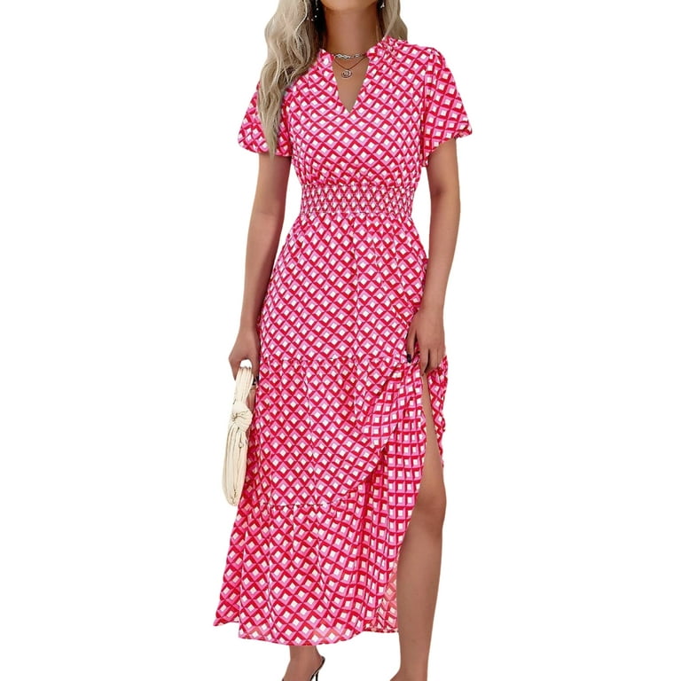 PRETTYGARDEN Women's Floral Boho Maxi Dress – Smocked V-Neck Puff Sleeve Summer Beach Dress | AmazPromo