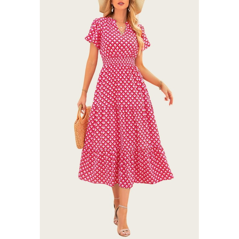 PRETTYGARDEN Women's Floral Boho Maxi Dress – Smocked V-Neck Puff Sleeve Summer Beach Dress | AmazPromo