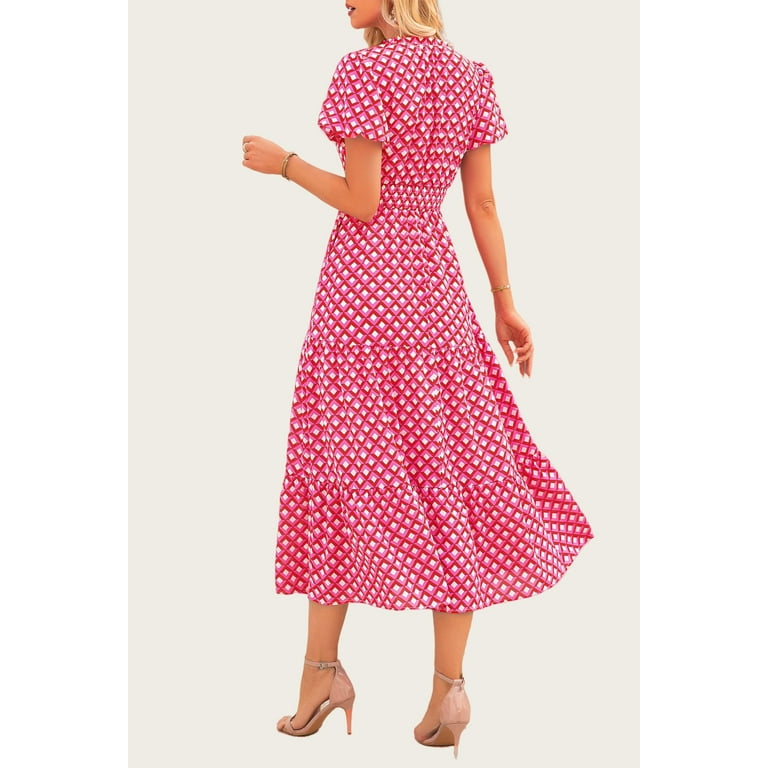 PRETTYGARDEN Women's Floral Boho Maxi Dress – Smocked V-Neck Puff Sleeve Summer Beach Dress extra image