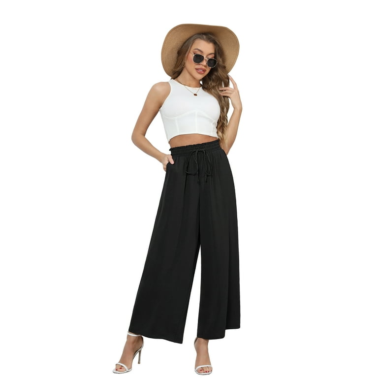 Uvplove Women's Palazzo Pants with Pockets – High Waist Wide Leg Summer Lounge Trousers | Flowy Ligh extra image