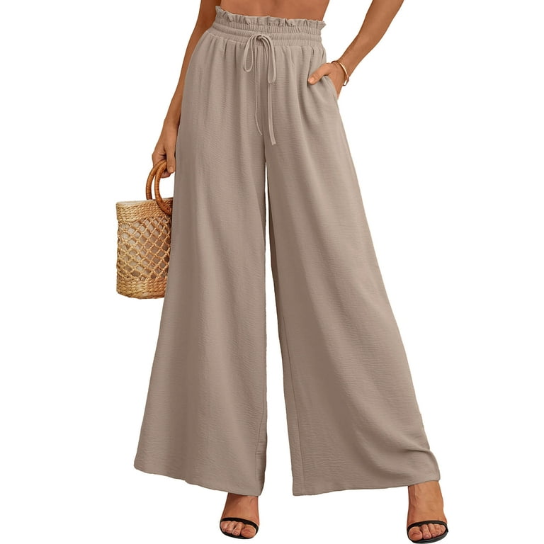 SHOWMALL Women’s Wide Leg Palazzo Pants – High Waist Casual Lounge Trousers with Pockets – Lightweig | AmazPromo