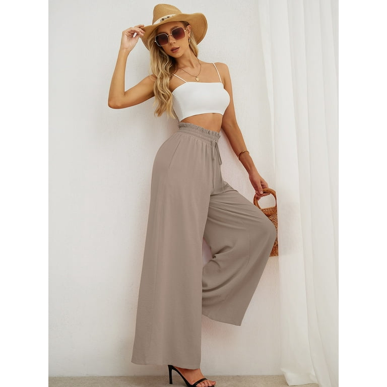 SHOWMALL Women’s Wide Leg Palazzo Pants – High Waist Casual Lounge Trousers with Pockets – Lightweig | AmazPromo