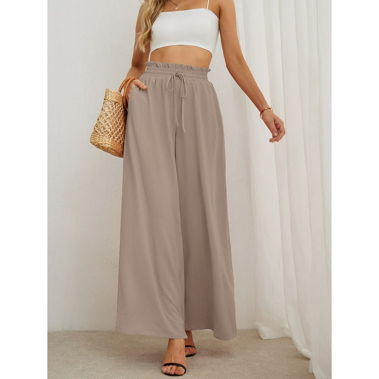 SHOWMALL Women’s Wide Leg Palazzo Pants – High Waist Casual Lounge Trousers with Pockets – Lightweig | AmazPromo