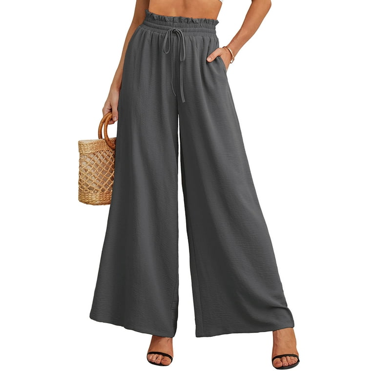SHOWMALL Women’s High Waist Palazzo Lounge Pants with Pockets – Flowy Wide Leg Soft Lightweight | AmazPromo