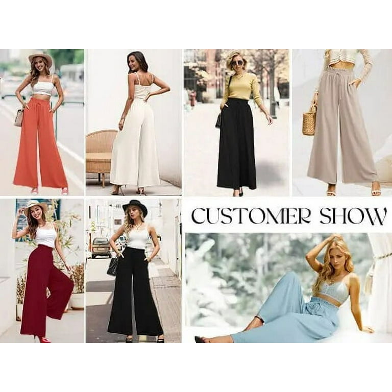 SHOWMALL Women’s High Waist Palazzo Lounge Pants with Pockets – Flowy Wide Leg Soft Lightweight | AmazPromo