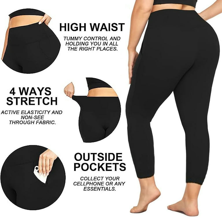 FORJOE 2-Pack High Waist Yoga Leggings with Deep Pockets for Women – Tummy Control, Plus Size Workou extra image