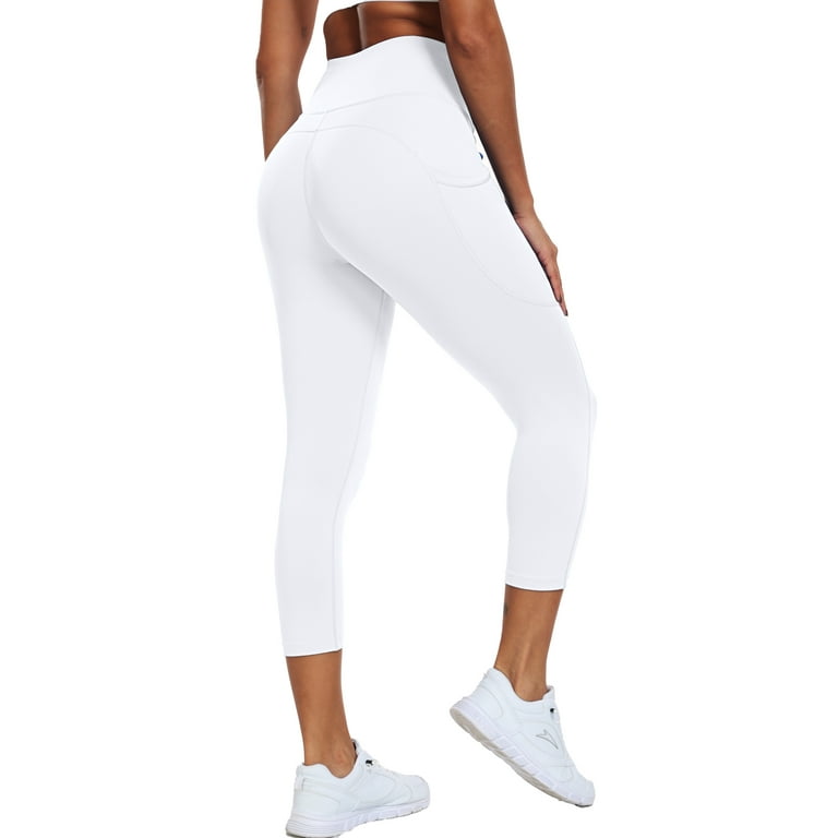NELEUS High Waist White Capri Yoga Leggings with Pockets for Women – Soft Stretch Workout Pants, Siz | AmazPromo