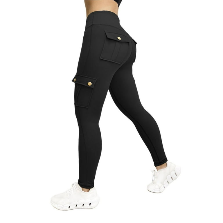 YABCSAZ Women's Butt-Lifting Cargo Yoga Leggings – High Waist Tummy Control Workout Pants with Flap | AmazPromo