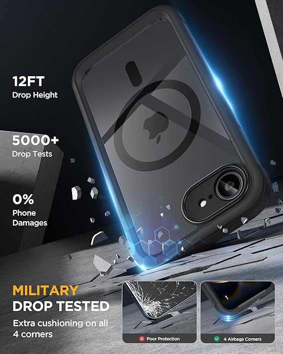 Miracase Magnetic Case for iPhone 16e 6.1" – Full-Body Protection with Built-in Glass Screen Protect | AmazPromo