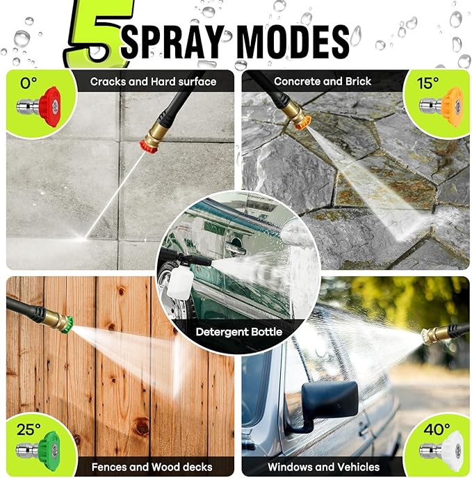 Electric Pressure Washer 2.5 GPM – 1800W High-Power Washer with 4 Quick-Connect Nozzles & Foam Canno extra image