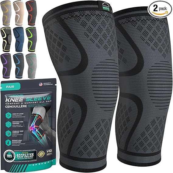 Modvel Compression Knee Brace for Men & Women – 2-Pack Knee Sleeves for Running, Workout & Sports – extra image