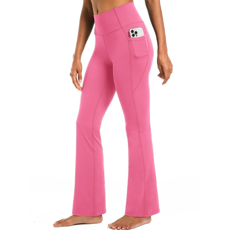 NELEUS Women's Flare Yoga Pants with Pockets – High Waist Bootcut Workout Leggings, Rose Pink | AmazPromo