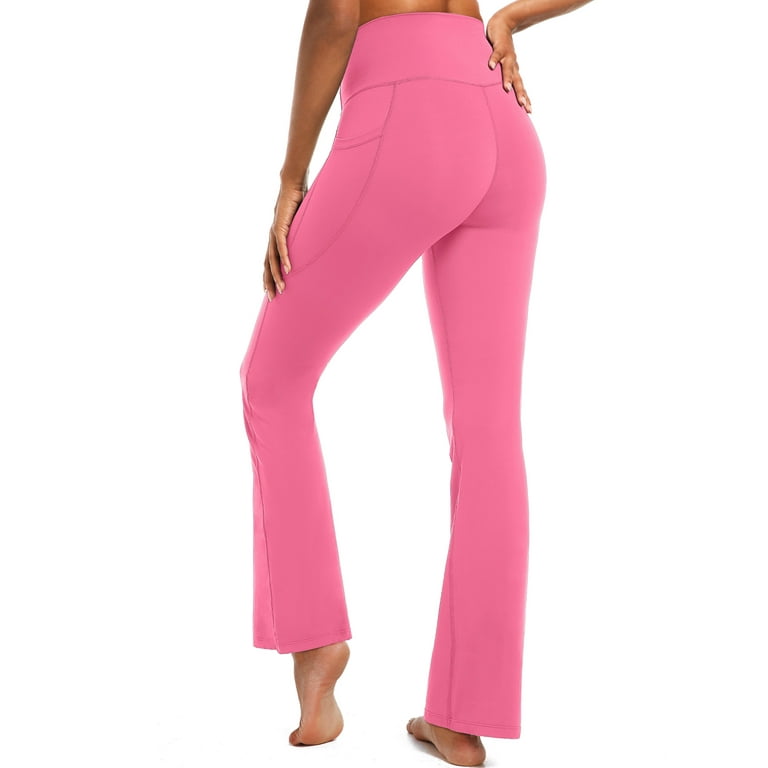 NELEUS Women's Flare Yoga Pants with Pockets – High Waist Bootcut Workout Leggings, Rose Pink extra image