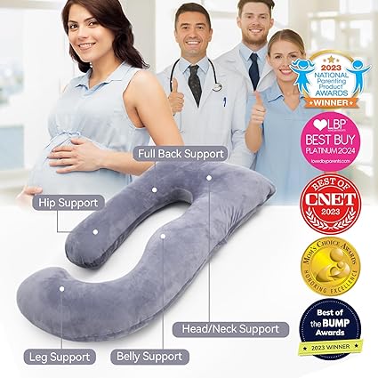 Momcozy U-Shaped Pregnancy Pillow – Full Body Maternity Support for Back, Belly, Legs & Hips | 57” w extra image