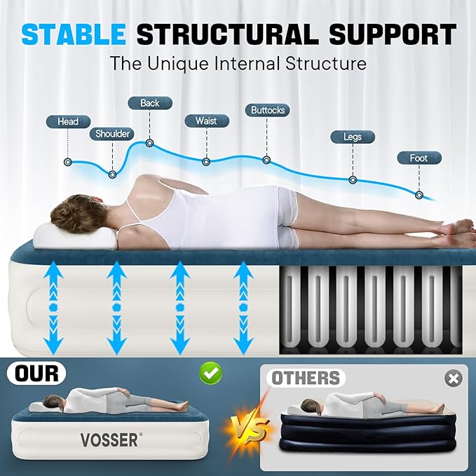 Queen Air Mattress with Built-in Pump – 18" Elevated Blow Up Mattress with Fast Inflation, Storage B extra image