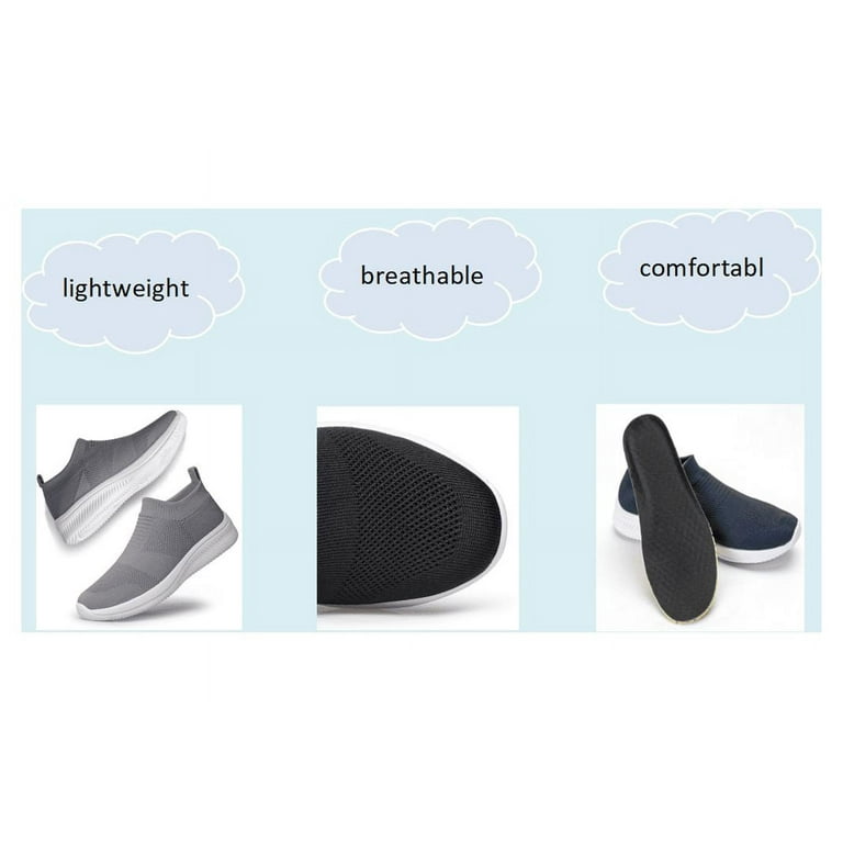 ADQ Men’s Slip-On Sneakers – Lightweight Breathable Flyknit Walking Shoes with Non-Slip Grip & Sock extra image