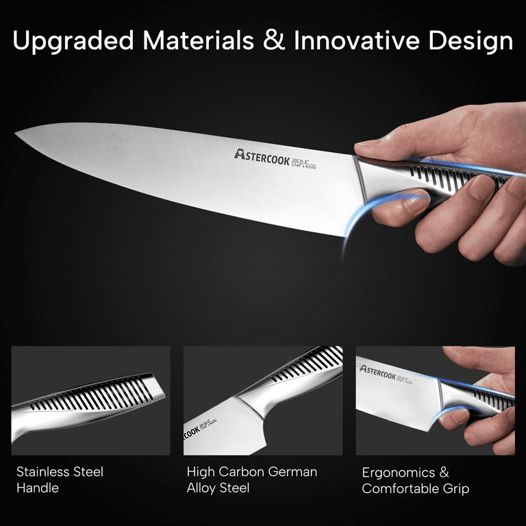 Astercook 15-Piece German Stainless Steel Knife Set with Built-In Sharpener – Full Tang Kitchen Kniv | AmazPromo