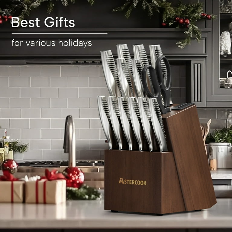 Astercook 15-Piece German Stainless Steel Knife Set with Built-In Sharpener – Full Tang Kitchen Kniv extra image