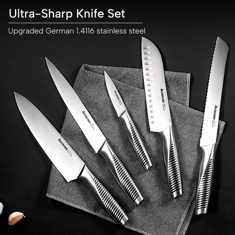 Astercook 15-Piece German Stainless Steel Knife Set with Built-In Sharpener – Full Tang Kitchen Kniv extra image