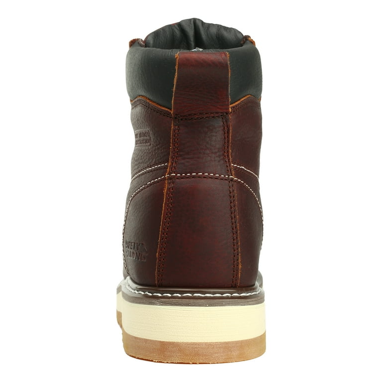 SAFETY LOONG Men’s Moc Toe Work Boots – Soft Toe, Full Grain Leather, Slip-Resistant Wedge Outsole | AmazPromo