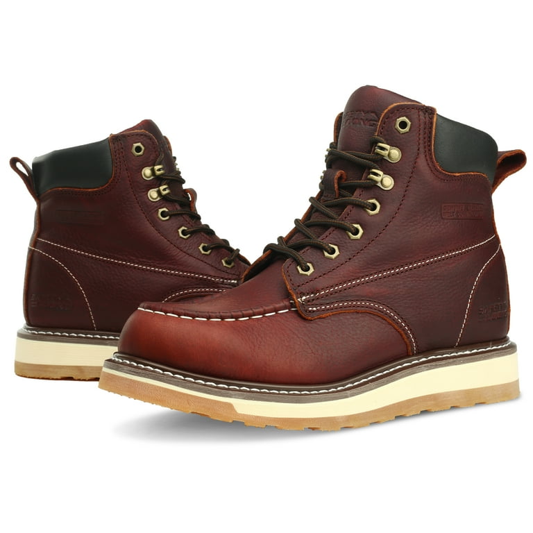 SAFETY LOONG Men’s Moc Toe Work Boots – Soft Toe, Full Grain Leather, Slip-Resistant Wedge Outsole extra image