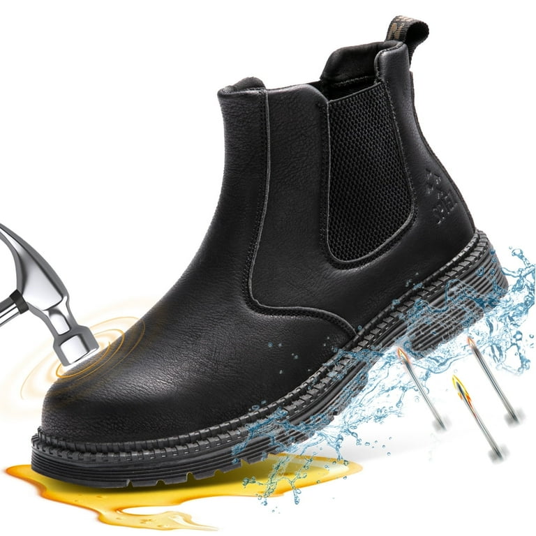 SPIEZ Men’s Steel Toe Chelsea Work Boots – Waterproof Lightweight Safety Boots with Puncture-Proof K | AmazPromo