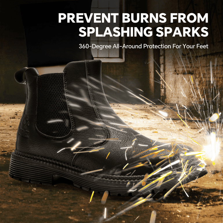 SPIEZ Men’s Steel Toe Chelsea Work Boots – Waterproof Lightweight Safety Boots with Puncture-Proof K | AmazPromo