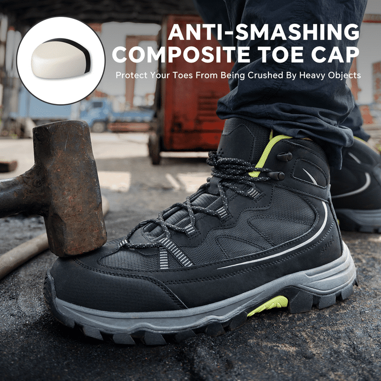 SPIEZ Men's 6-Inch Lightweight Composite Toe Work Boots – Anti-Smash, Puncture-Proof, Slip-Resistant | AmazPromo