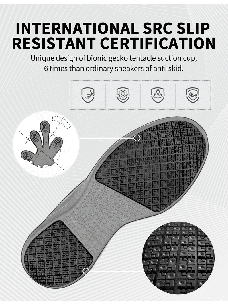 SPIEZ Men’s Slip-Resistant Waterproof Work Shoes – Lightweight Non-Slip Safety Sneakers for Kitchen | AmazPromo