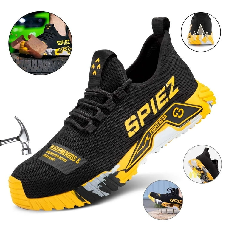 SPIEZ Steel Toe Slip-On Work Shoes for Men – Breathable, Non-Slip, Puncture-Resistant Safety Sneaker | AmazPromo