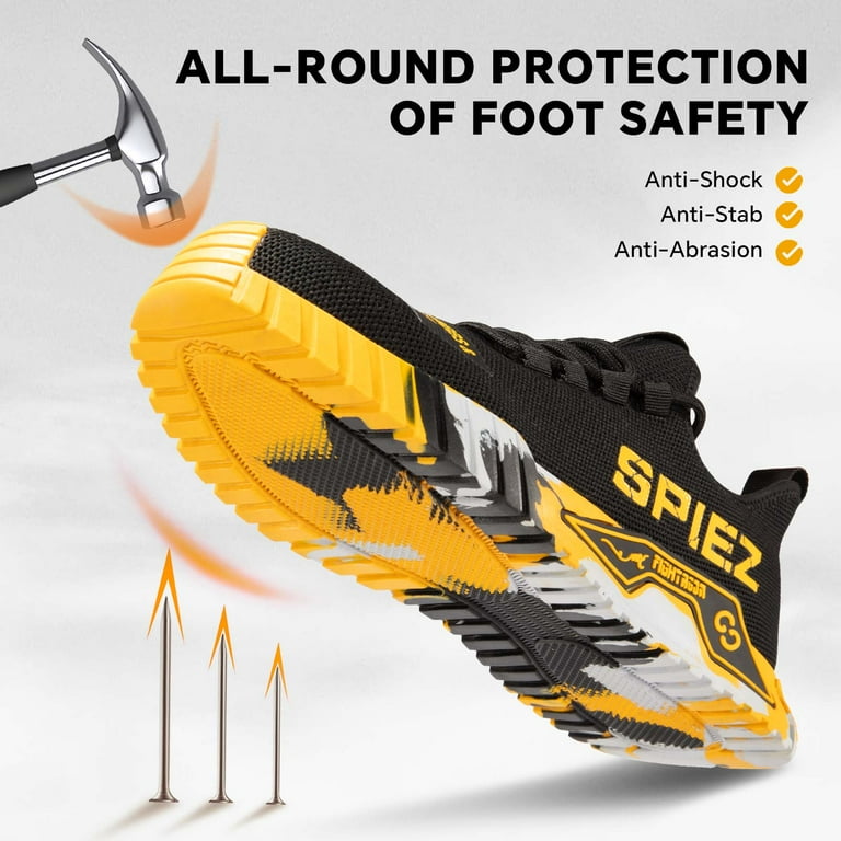 SPIEZ Steel Toe Slip-On Work Shoes for Men – Breathable, Non-Slip, Puncture-Resistant Safety Sneaker | AmazPromo