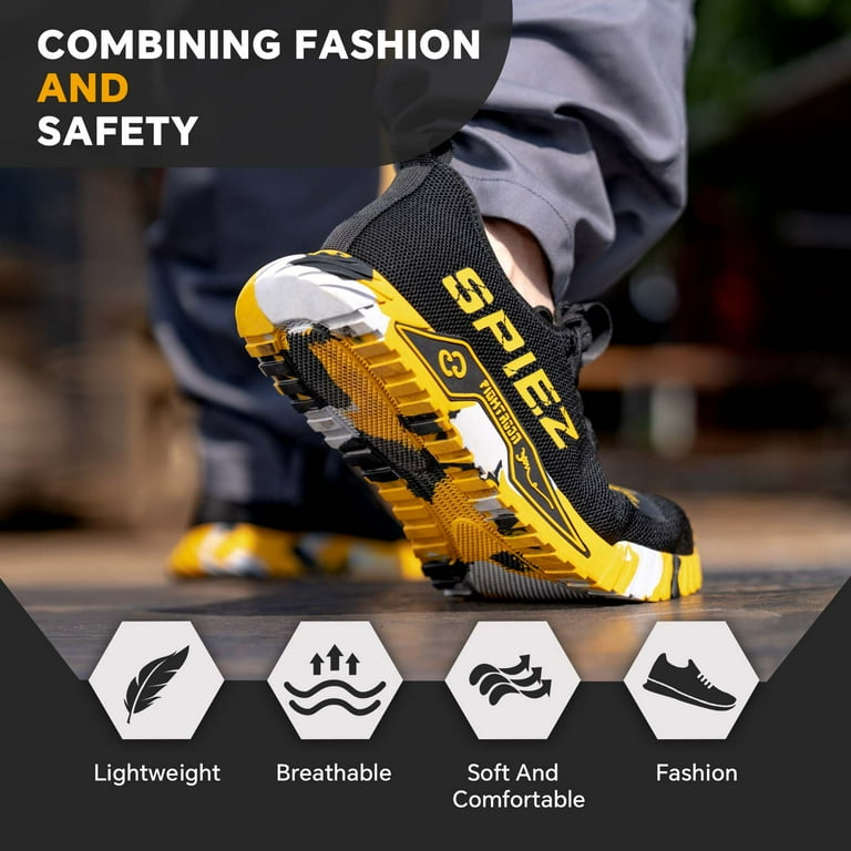 SPIEZ Steel Toe Slip-On Work Shoes for Men – Breathable, Non-Slip, Puncture-Resistant Safety Sneaker extra image