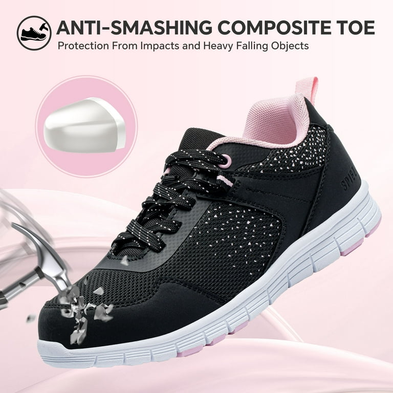 SPIEZ Women's Lightweight Breathable Composite Toe Work Shoes – Puncture-Proof Slip-Resistant Safety | AmazPromo