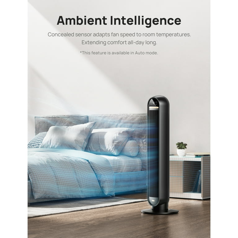 Dreo 36" Bladeless Tower Fan with Remote | 90° Oscillating Ultra-Quiet Cooling Fan for Bedroom | AmazPromo