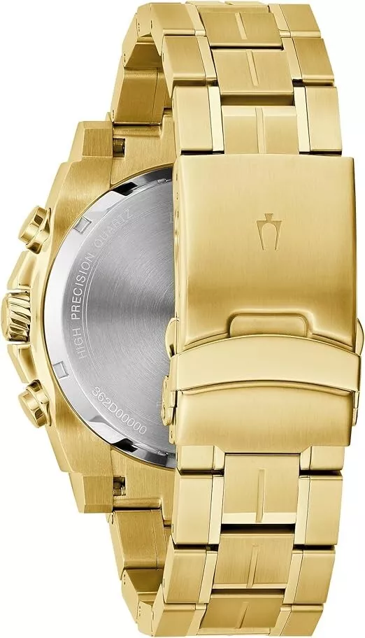 Bulova 97B218 Men’s Chronograph Gold Watch – 47mm Quartz Date Timepiece with Bold Luxury Design | AmazPromo